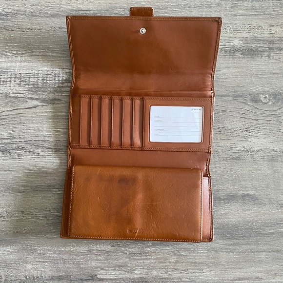 Coach Soho Signature Mini C Trifold Green Jacquard Dark Leather Checkbook Wallet - Picture 4 of 9